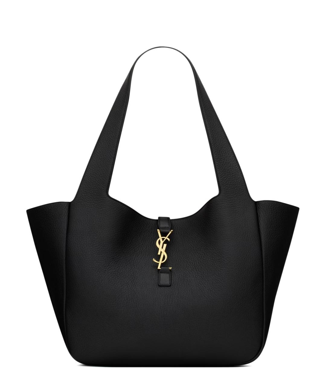 SAINT LAURENT Черная кожаная сумка тоут, фото 1