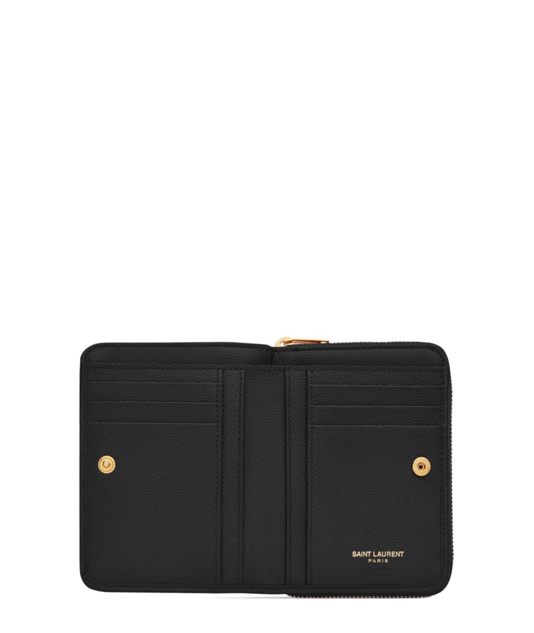 SAINT LAURENT Черный кожаный кошелек, фото 4