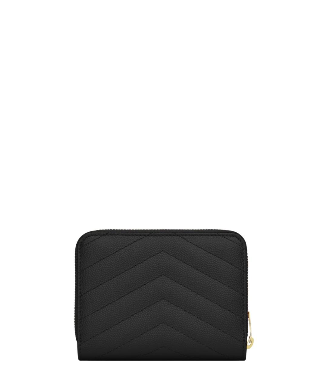 SAINT LAURENT Черный кожаный кошелек, фото 2