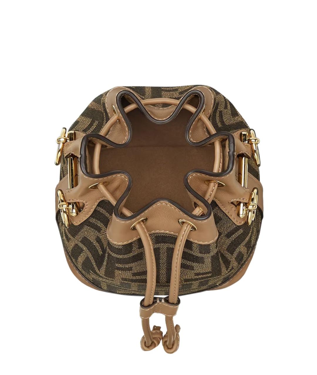 FENDI Коричневая тканевая сумка тоут, фото 4