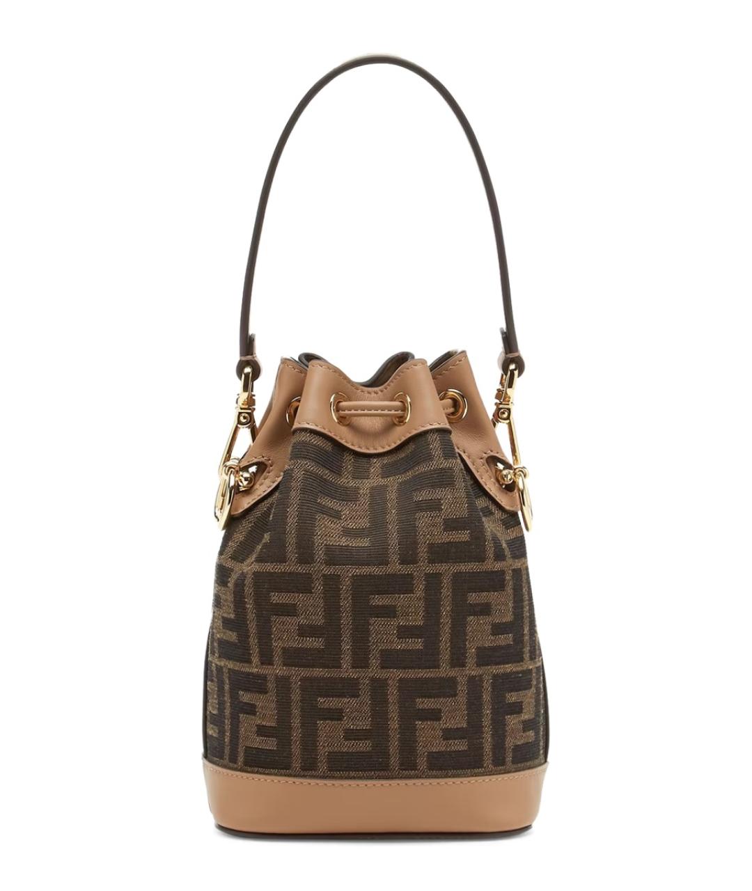 FENDI Коричневая тканевая сумка тоут, фото 2