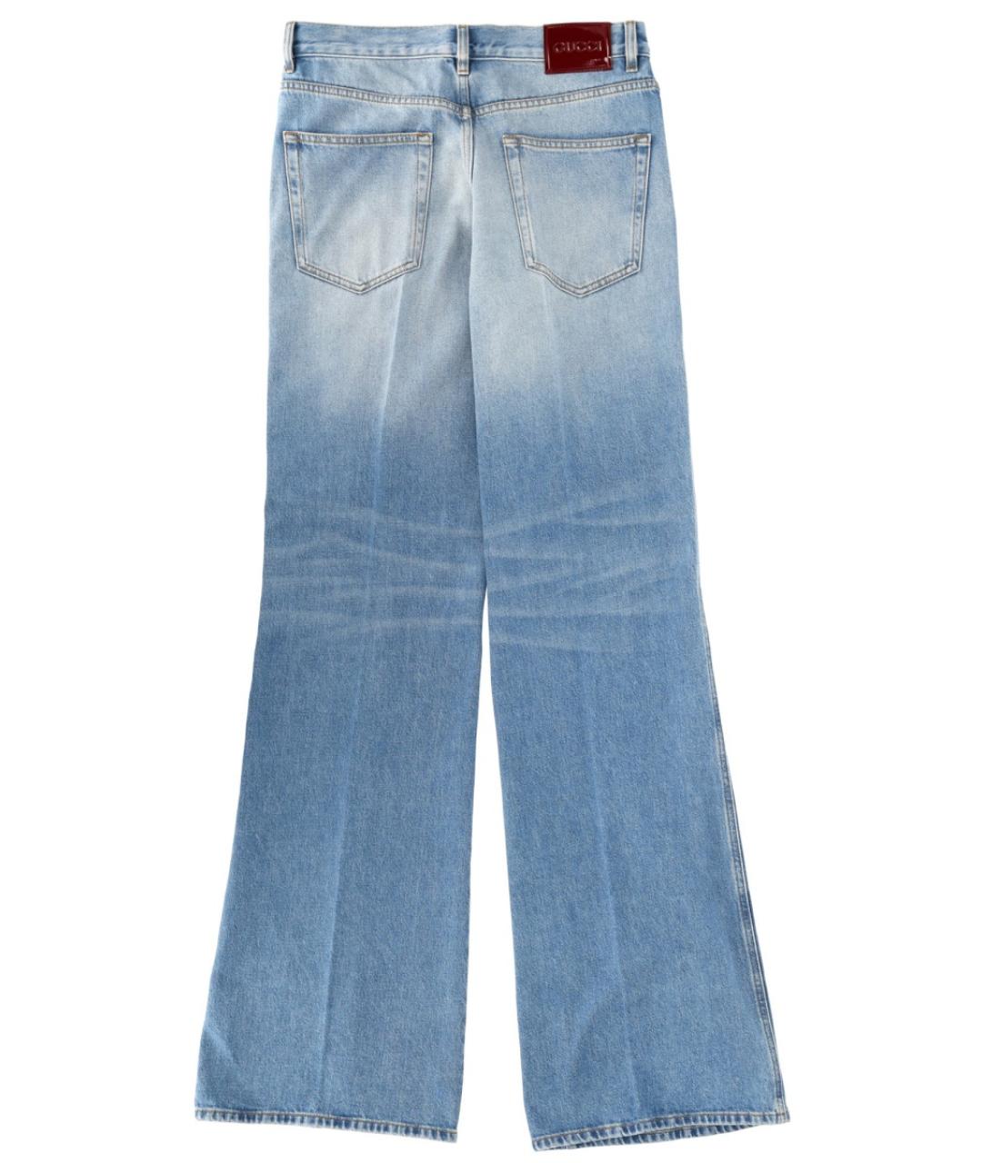 GUCCI Голубые хлопковые джинсы клеш, фото 3