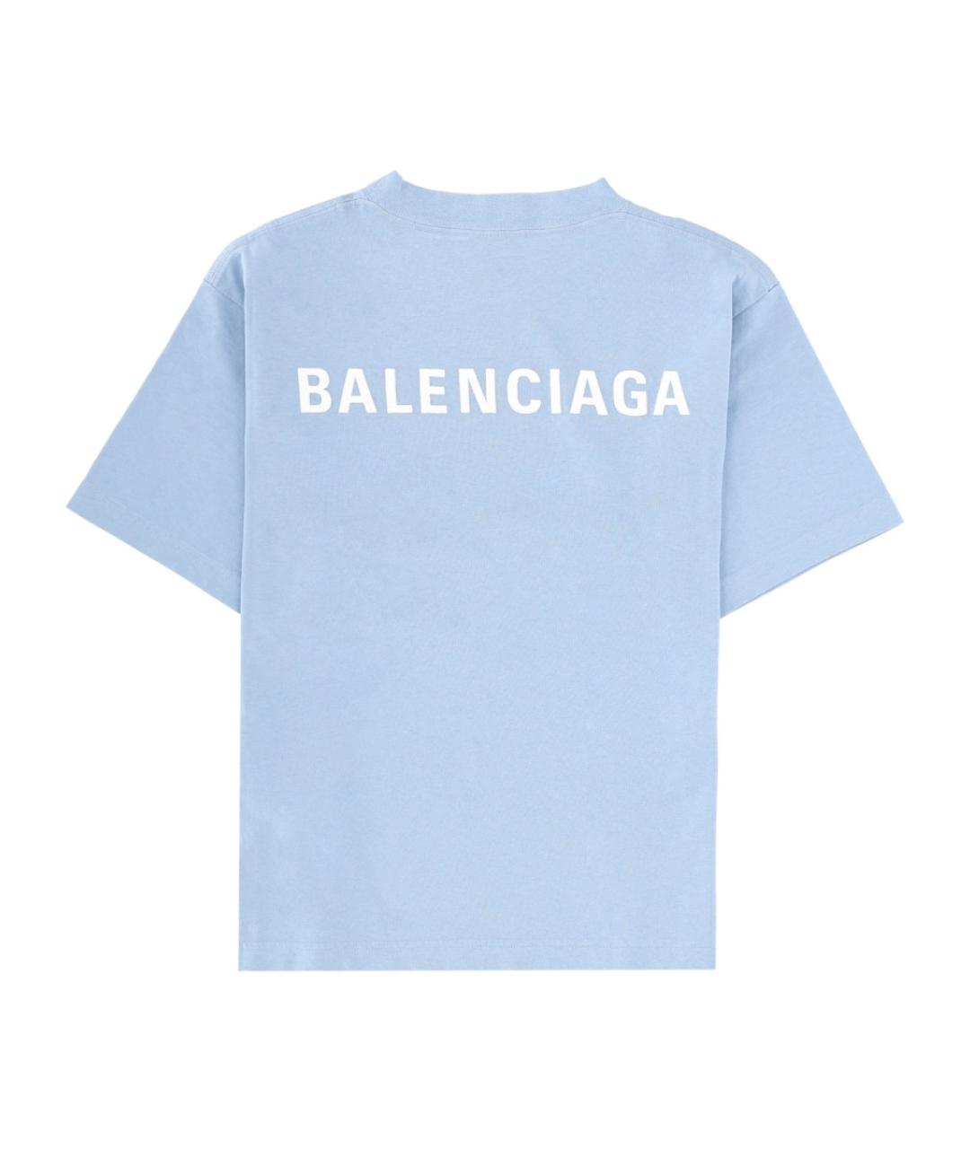 BALENCIAGA Голубая хлопковая футболка, фото 2