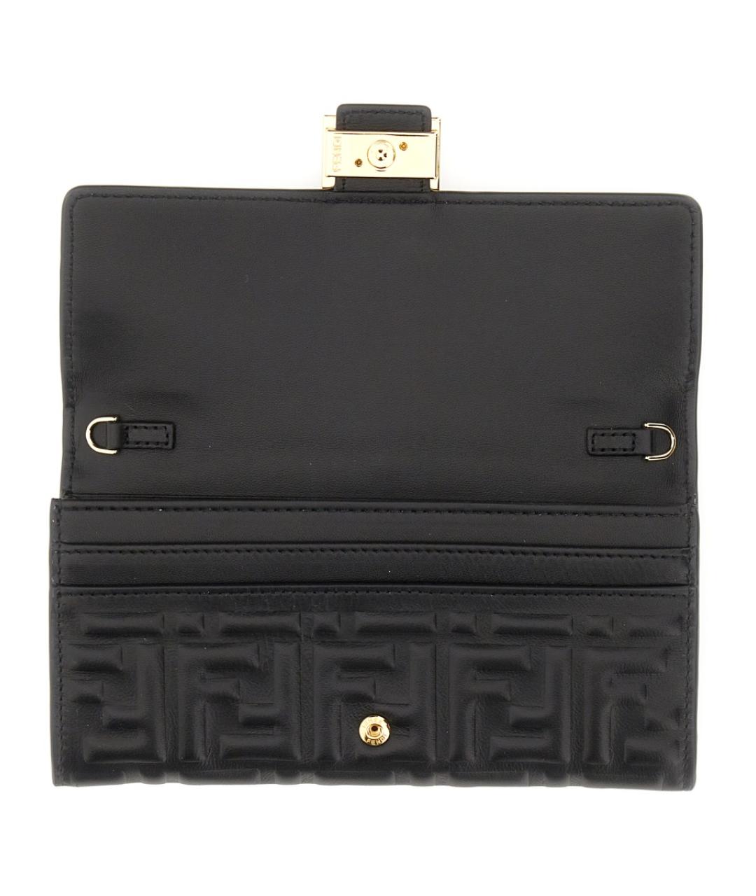 FENDI Черный кожаный кошелек, фото 4