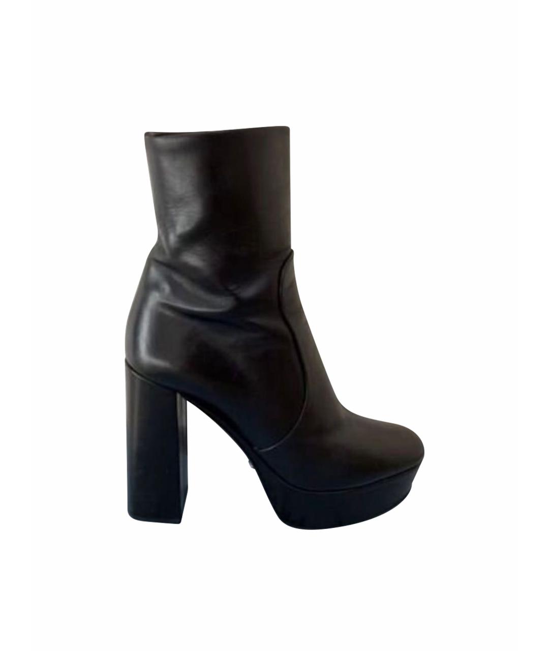 PRADA Черные кожаные ботильоны, фото 1