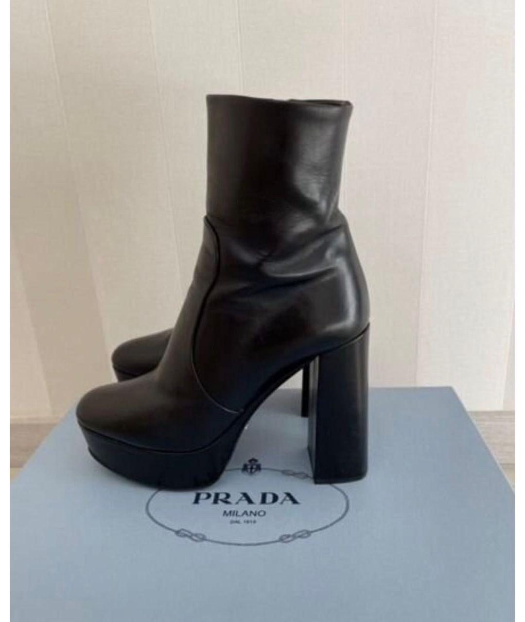 PRADA Черные кожаные ботильоны, фото 5