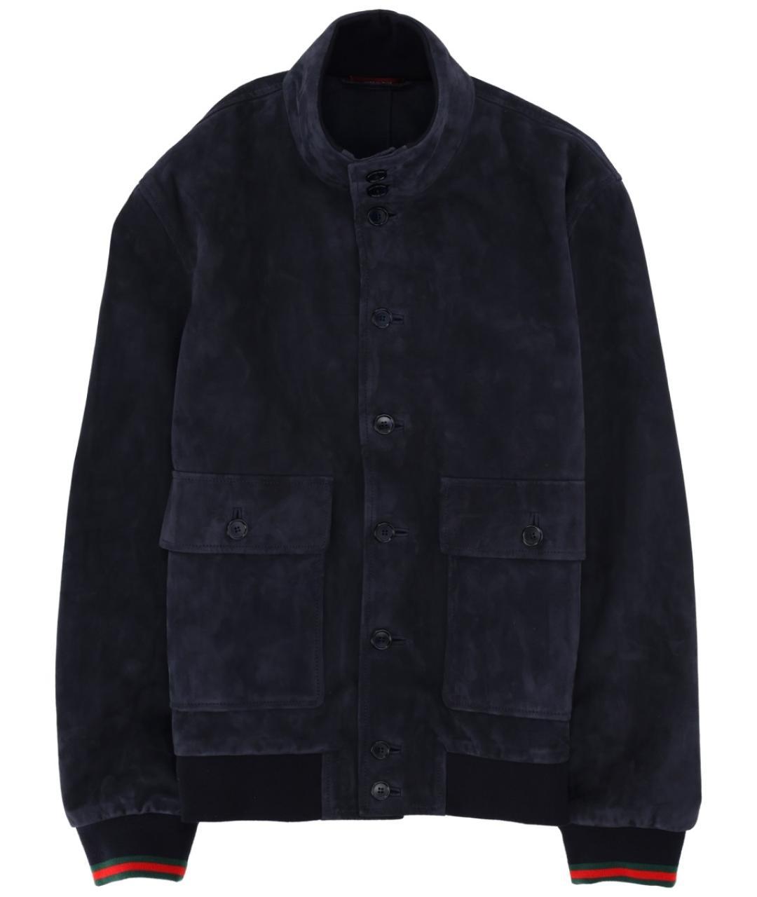 GUCCI Синяя кожаная куртка, фото 1