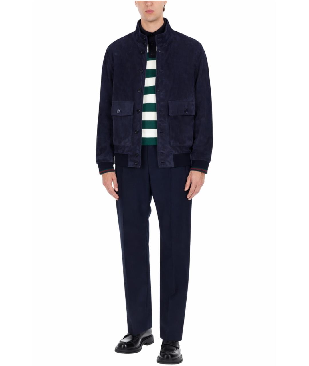 GUCCI Синяя кожаная куртка, фото 3