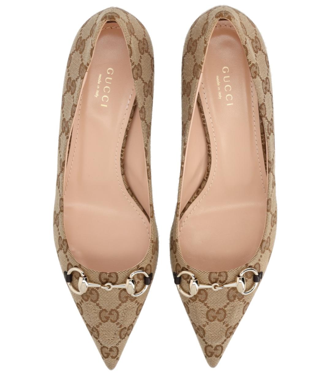 GUCCI Бежевые текстильные туфли, фото 5