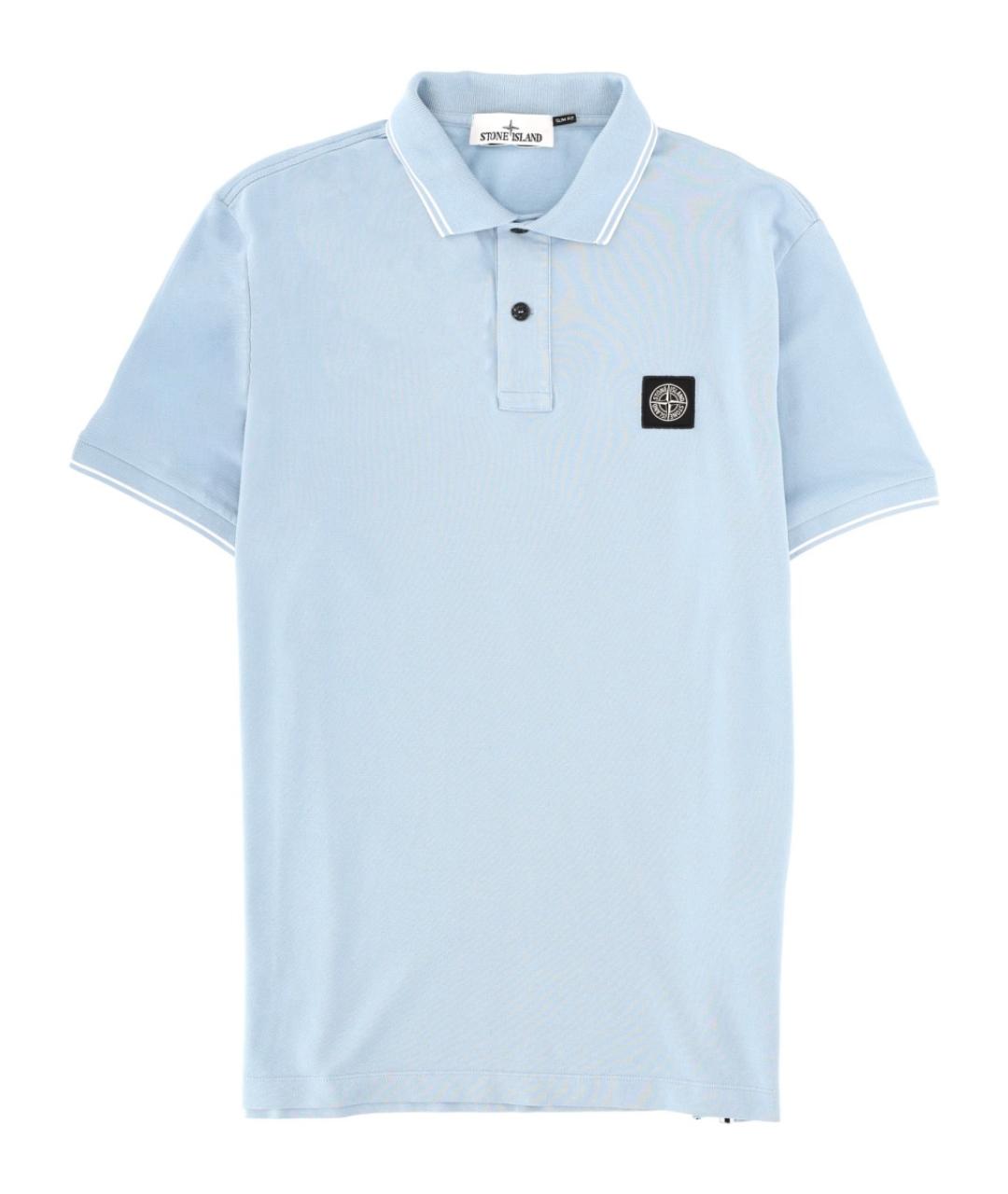 STONE ISLAND Синее хлопковое поло с коротким рукавом, фото 1
