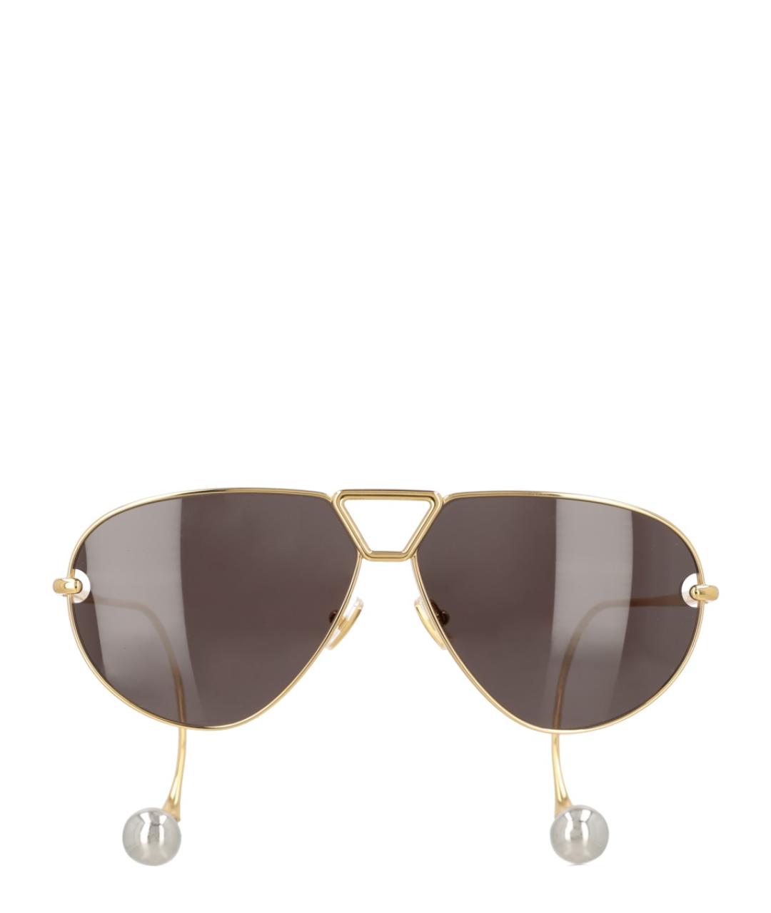 BOTTEGA VENETA Золотые металлические солнцезащитные очки, фото 2