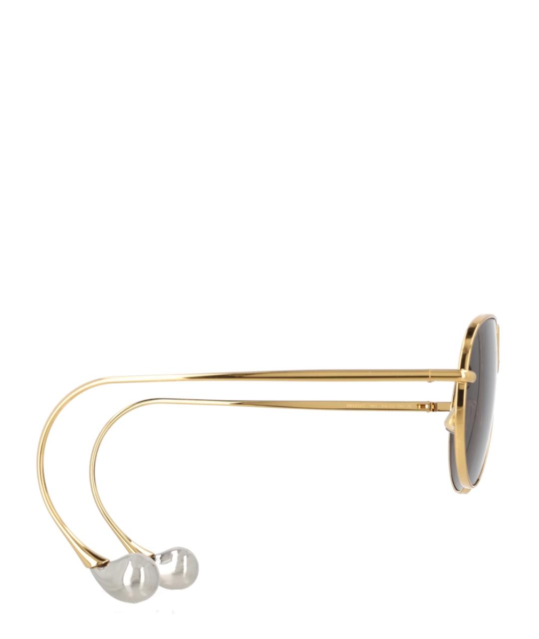 BOTTEGA VENETA Золотые металлические солнцезащитные очки, фото 3