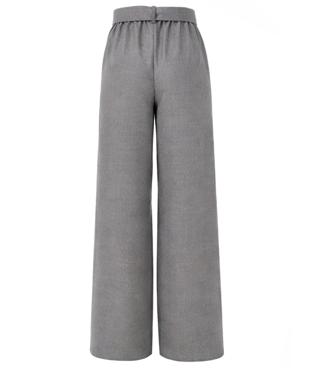 MAX MARA Серые шерстяные прямые брюки, фото 2