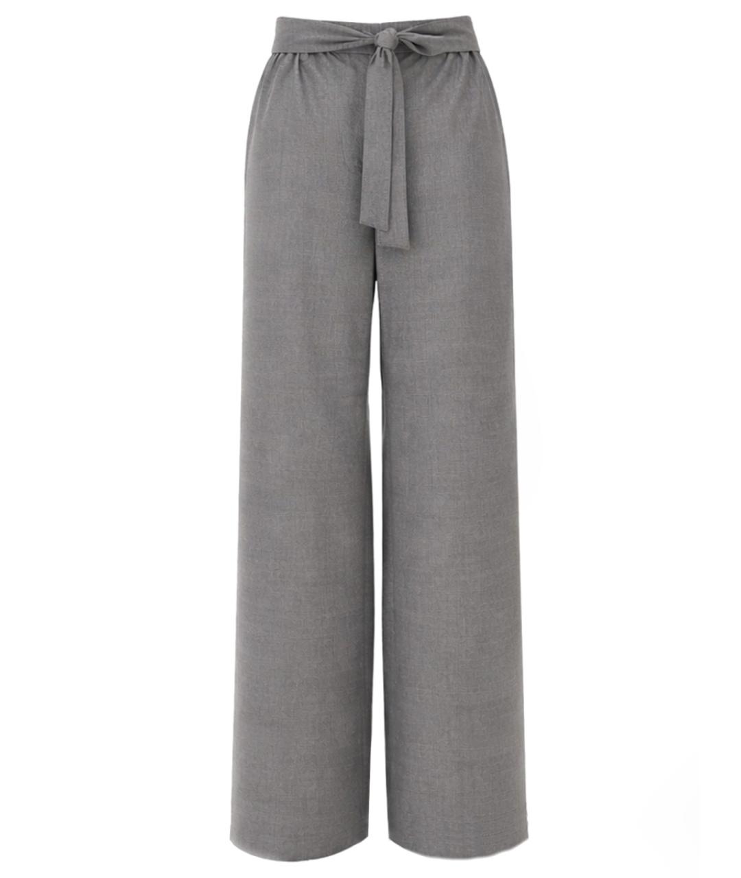 MAX MARA Серые шерстяные прямые брюки, фото 1