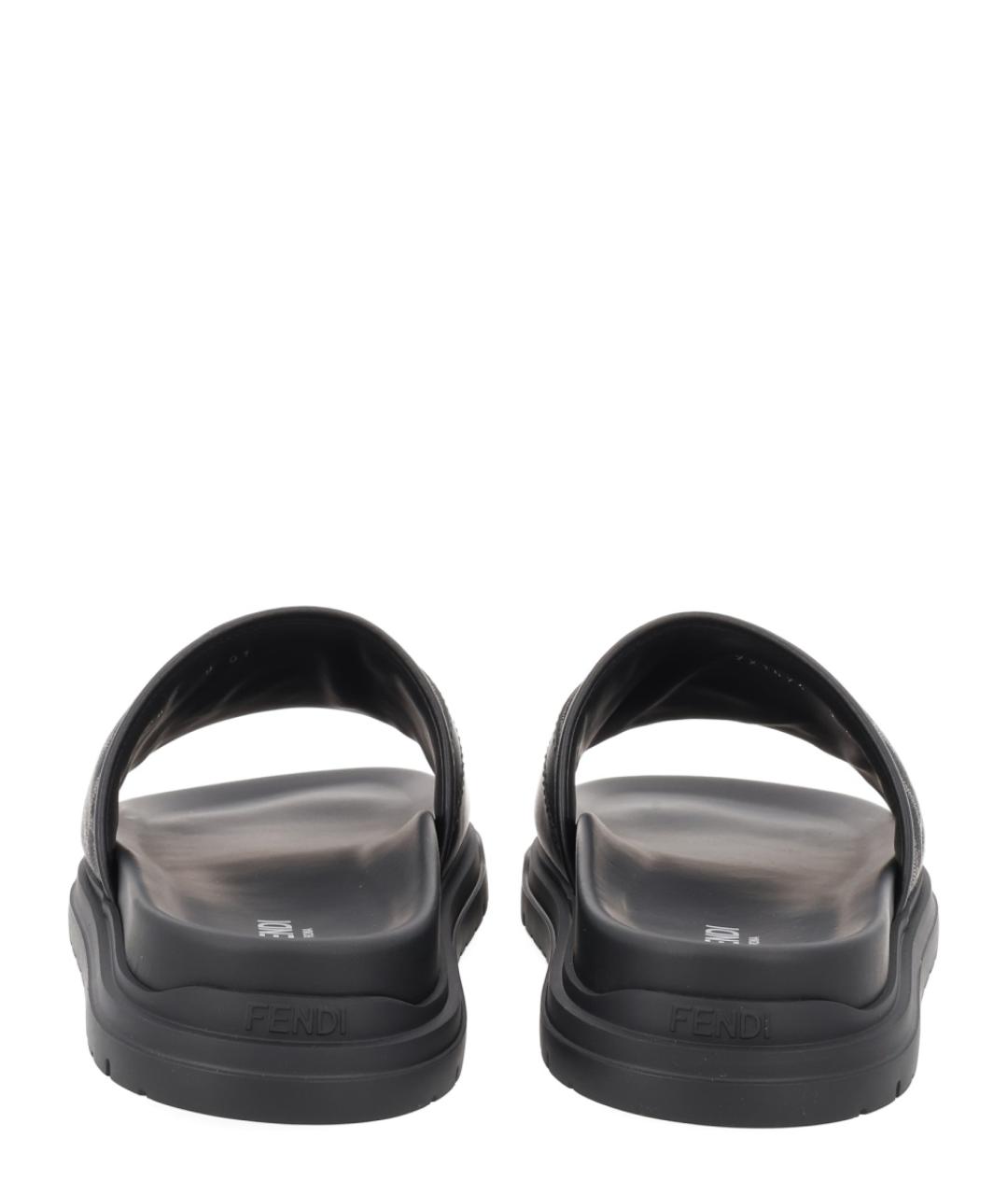 FENDI Черные синтетические шлепанцы, фото 4