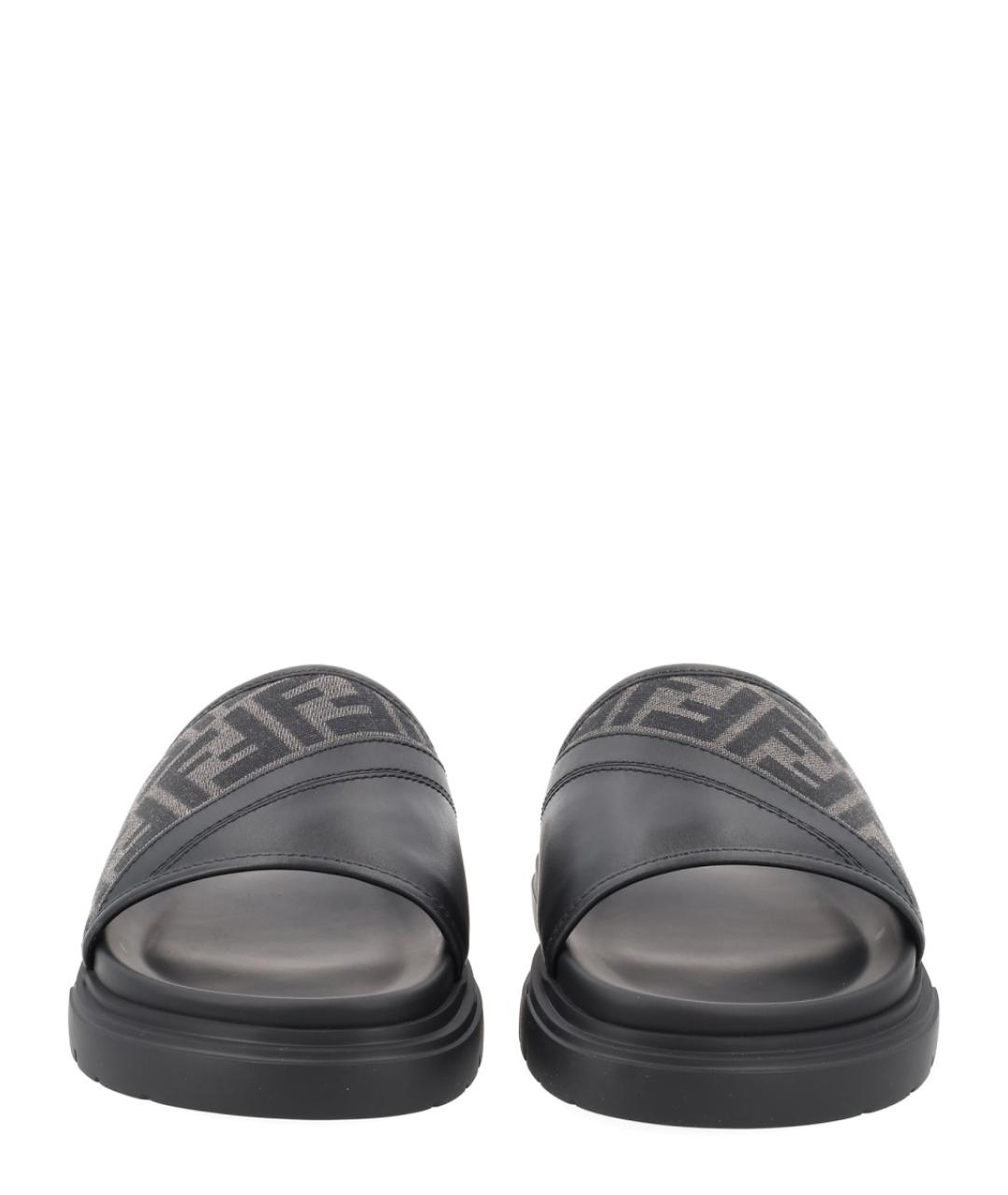 FENDI Черные синтетические шлепанцы, фото 3