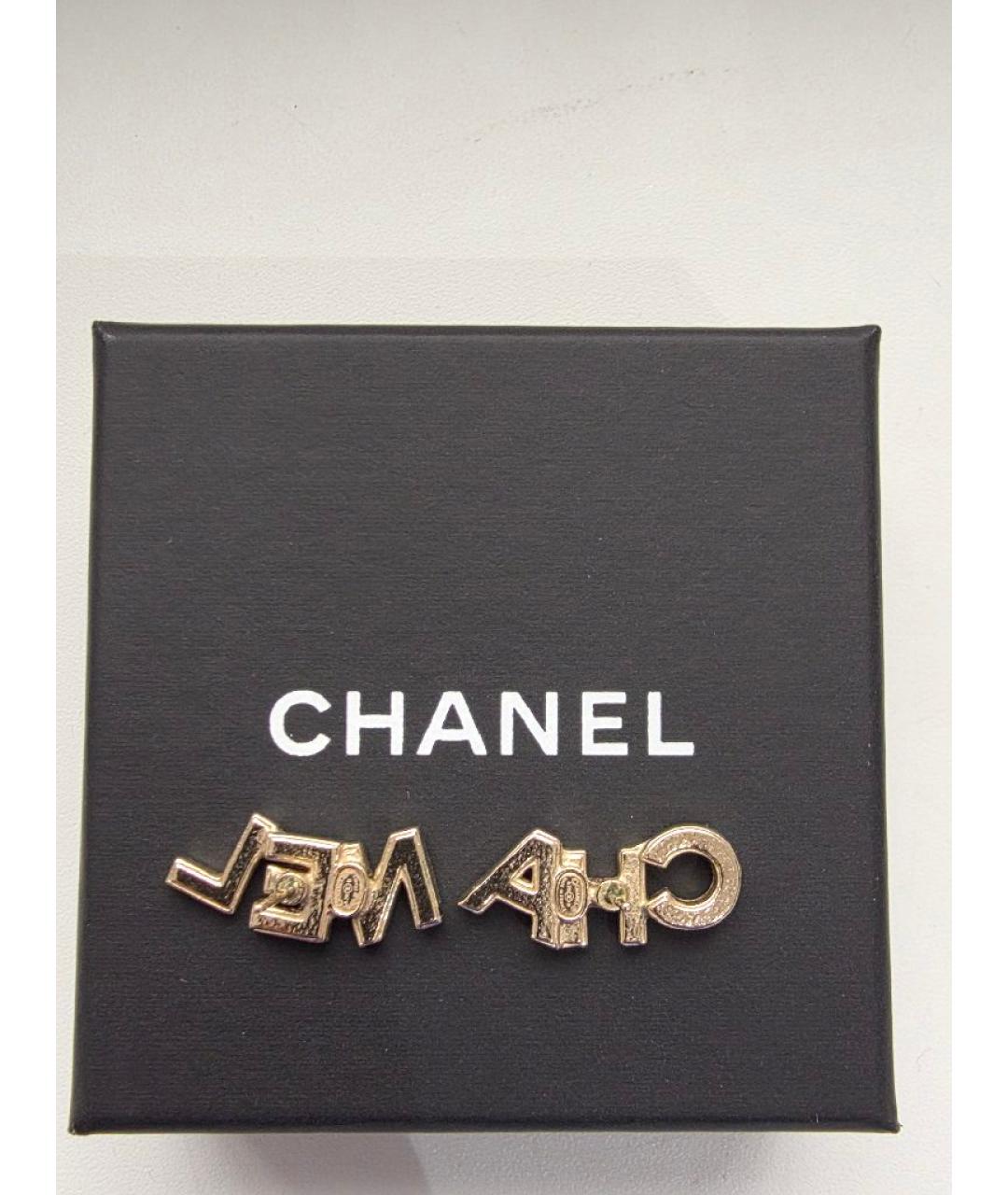CHANEL Золотые металлические серьги, фото 3