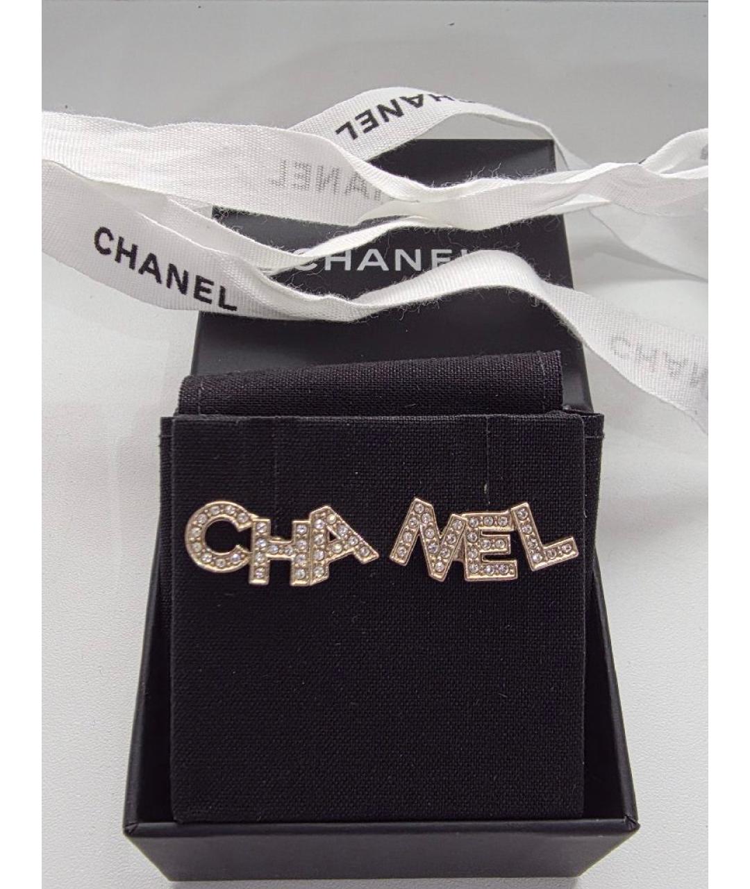 CHANEL Золотые металлические серьги, фото 2