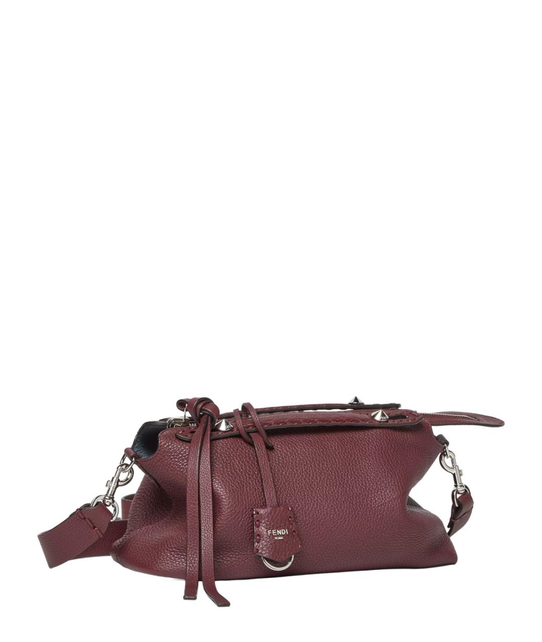 FENDI Бордовая кожаная сумка тоут, фото 3