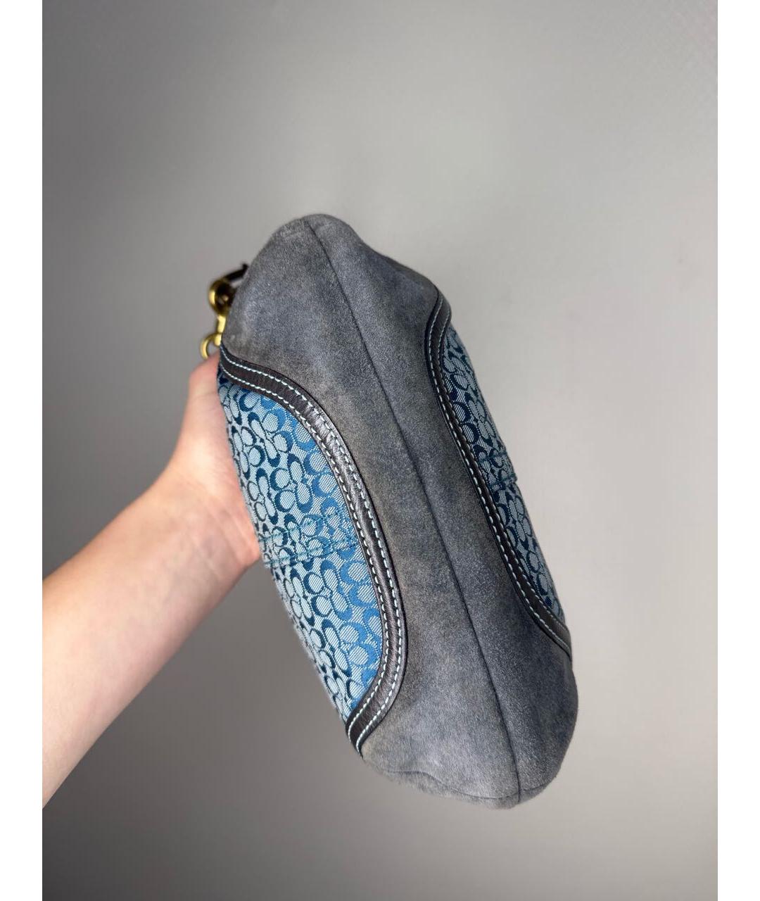 COACH Голубая сумка с короткими ручками, фото 7