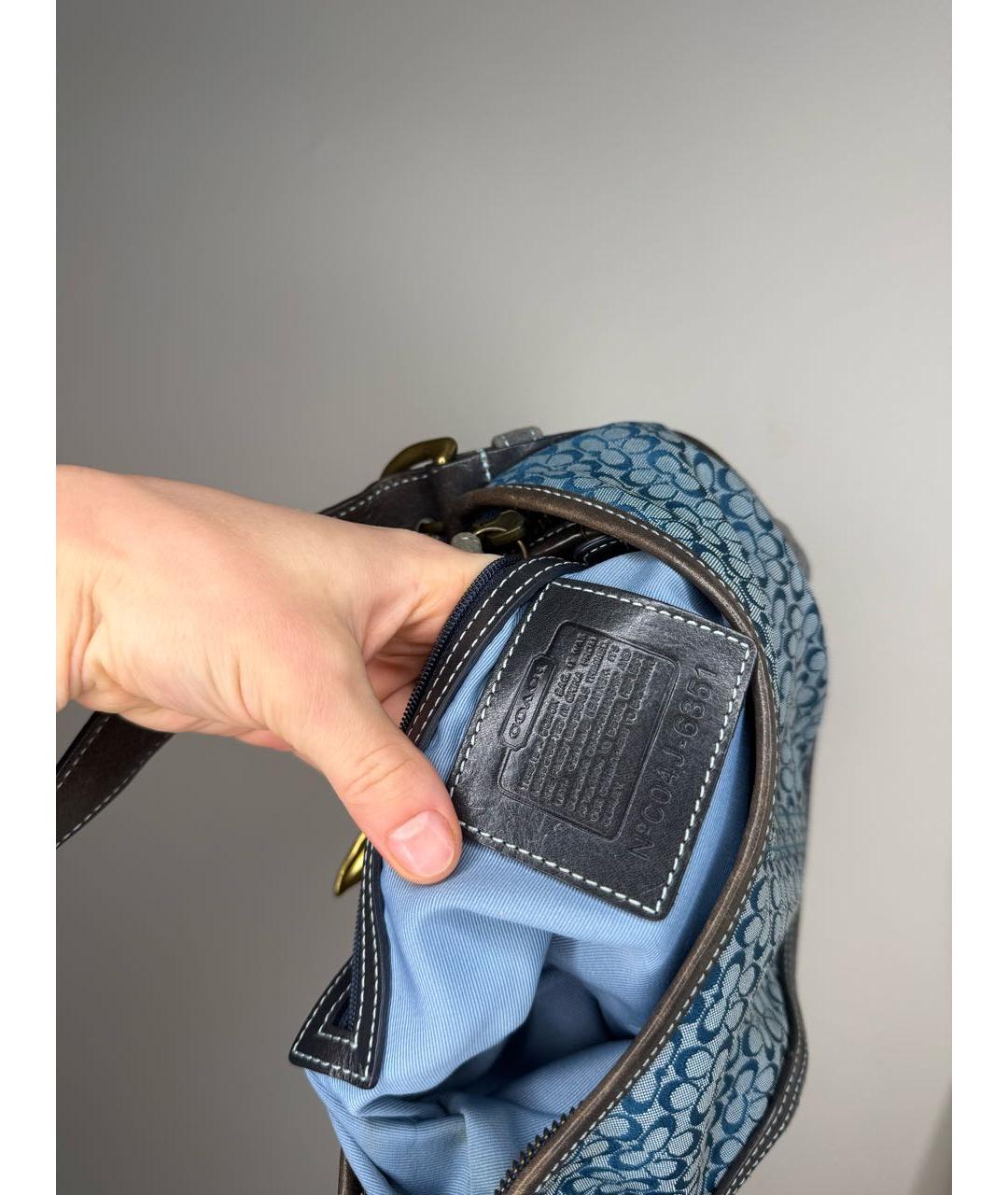 COACH Голубая сумка с короткими ручками, фото 4