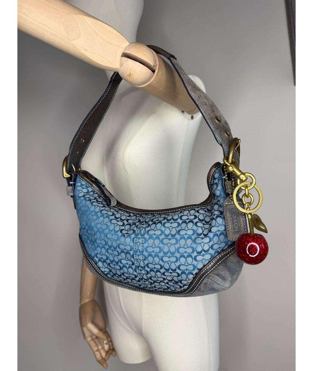 COACH Голубая сумка с короткими ручками, фото 5
