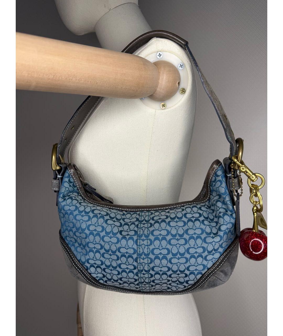 COACH Голубая сумка с короткими ручками, фото 9