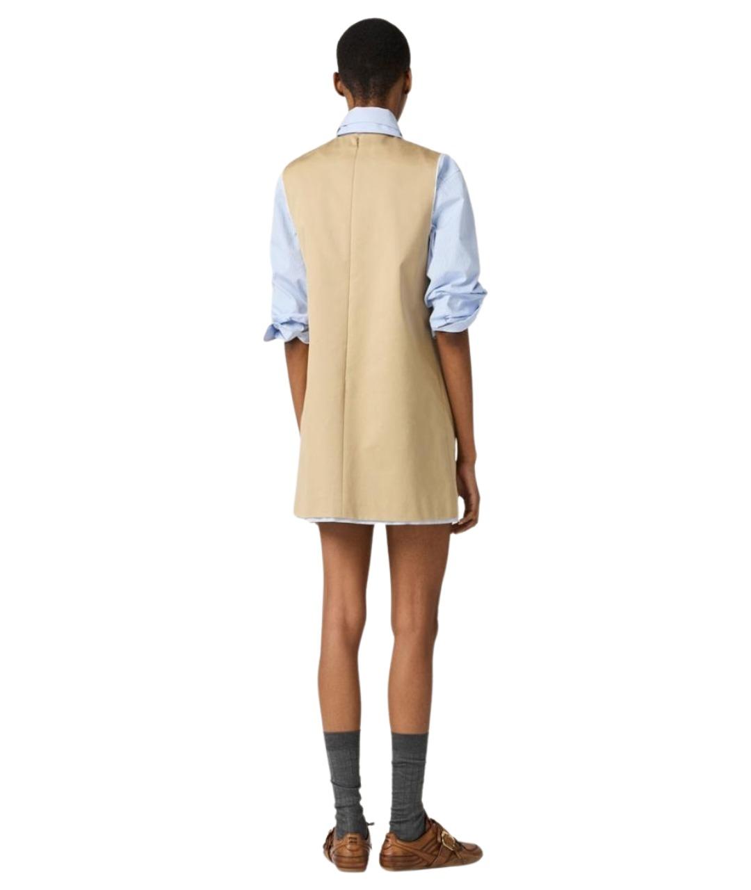 MIU MIU Бежевое хлопковое повседневное платье, фото 2