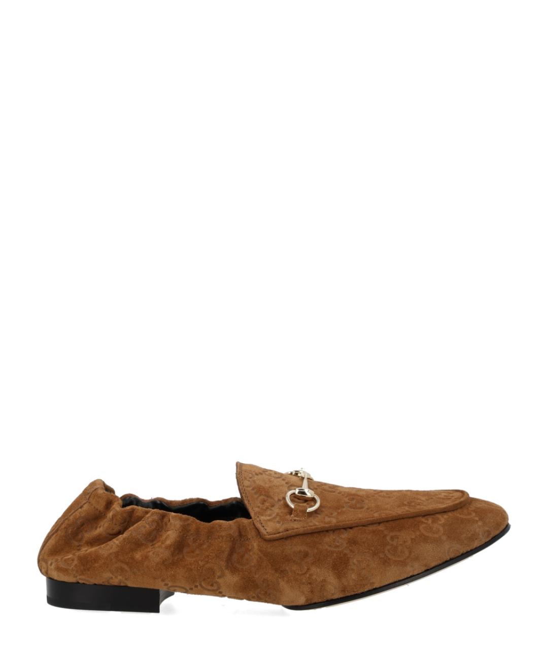 GUCCI Коричневые кожаные лоферы, фото 1