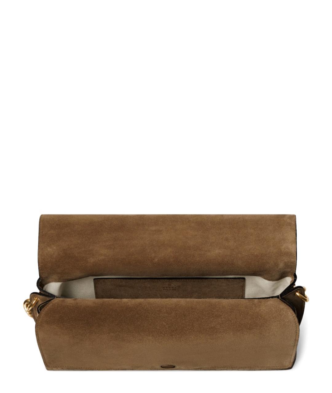 GUCCI Коричневая кожаная сумка через плечо, фото 4