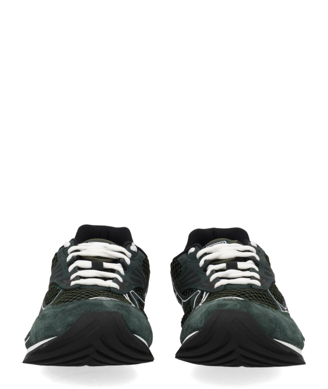 BOTTEGA VENETA Зеленые текстильные низкие кроссовки / кеды, фото 3