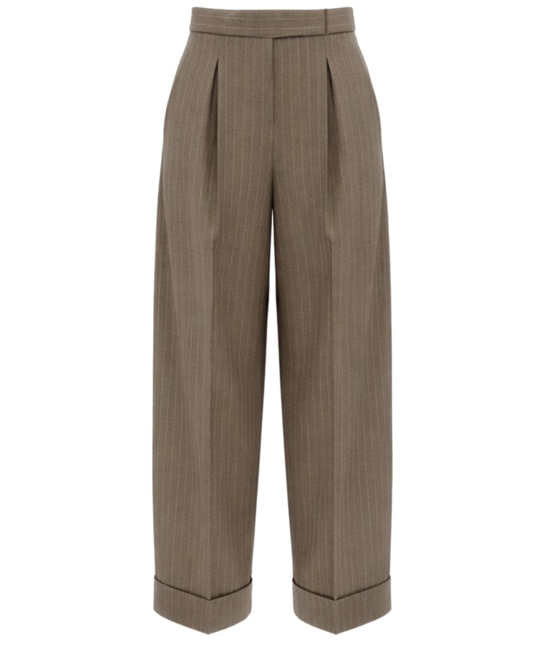MAX MARA Коричневые шерстяные прямые брюки, фото 1