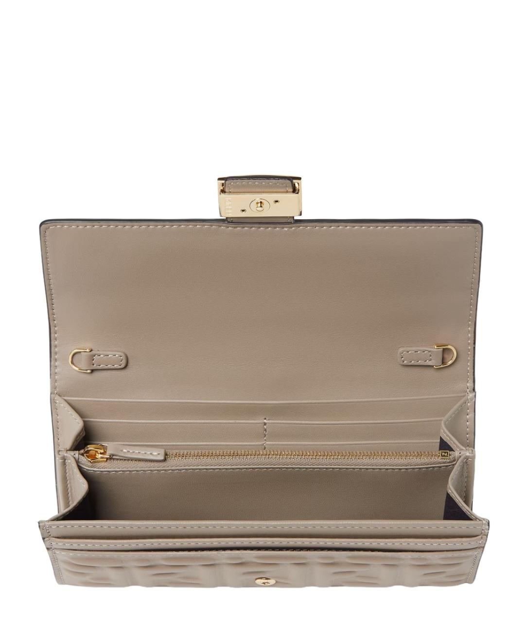 FENDI Бежевый кожаный кошелек, фото 4