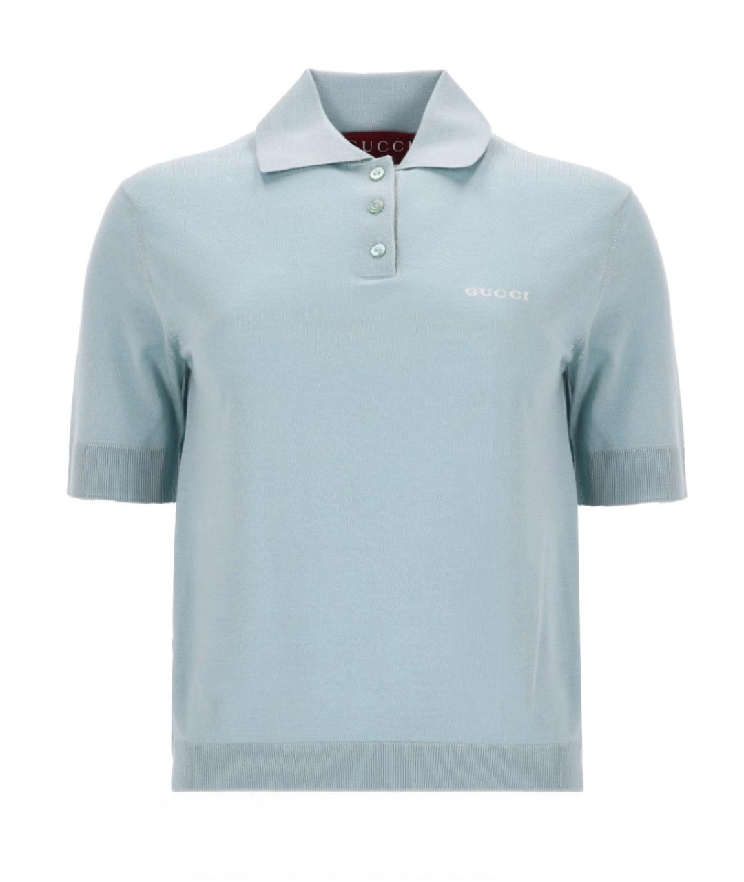 GUCCI Голубая шерстяная футболка, фото 1