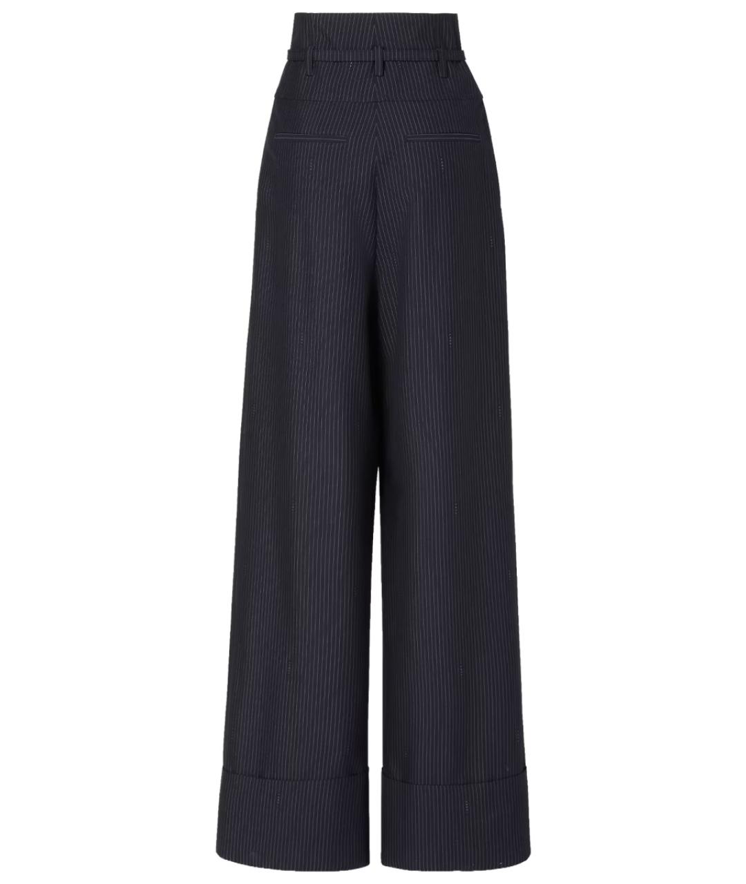 FENDI Синие шерстяные прямые брюки, фото 3