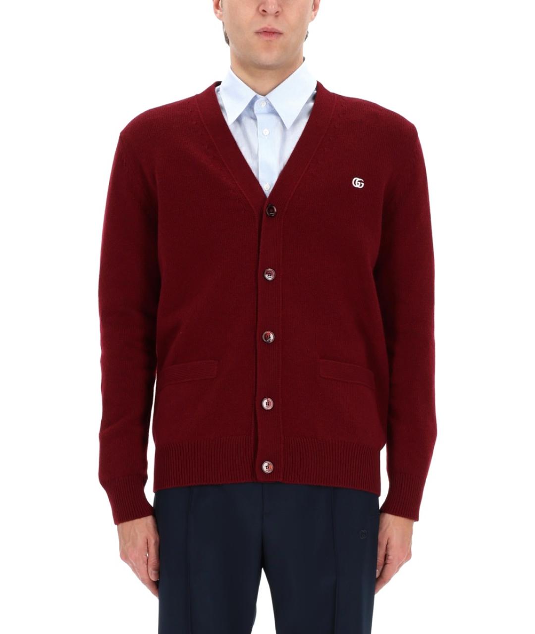 GUCCI Бордовый шерстяной кардиган, фото 4