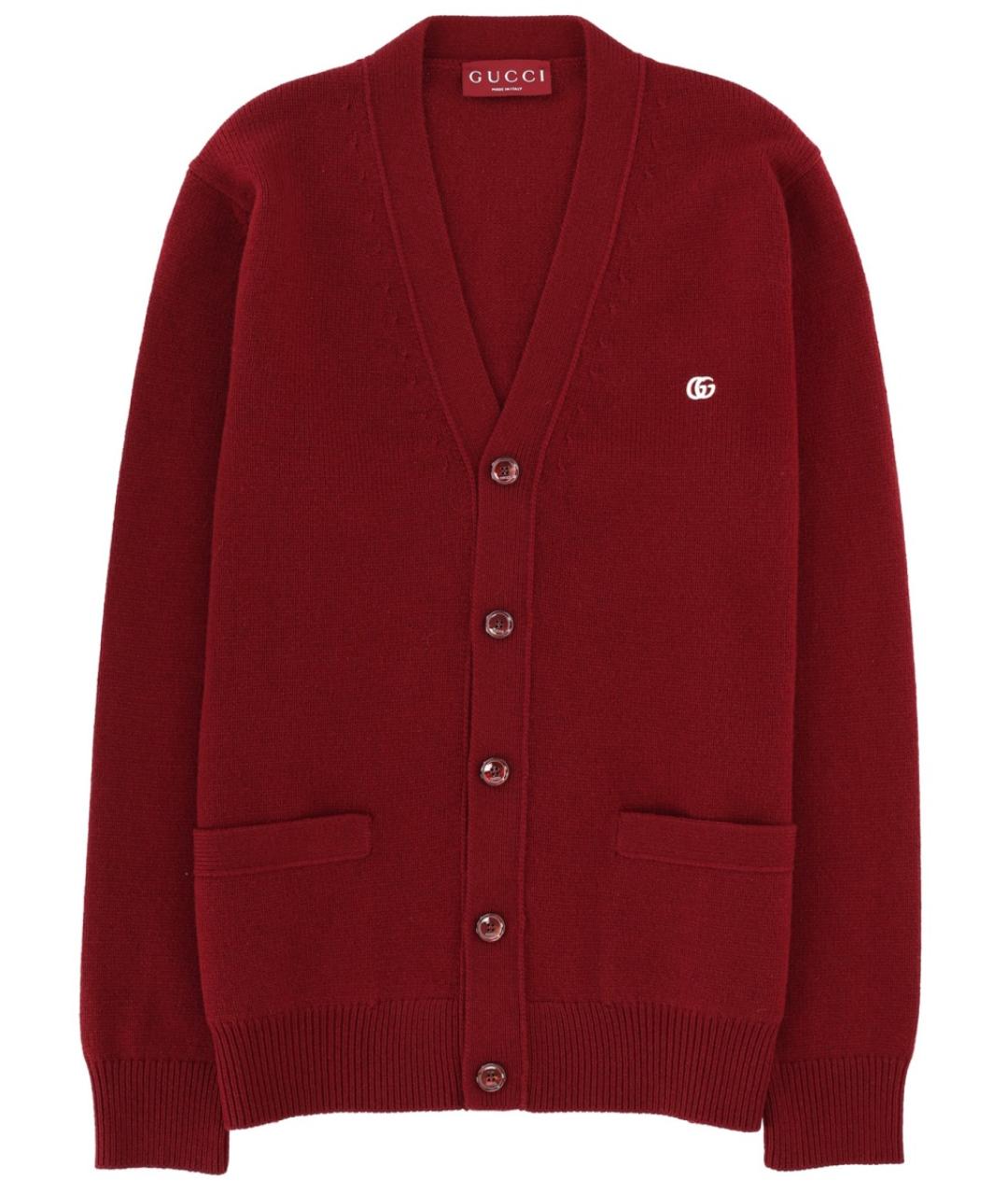 GUCCI Бордовый шерстяной кардиган, фото 1