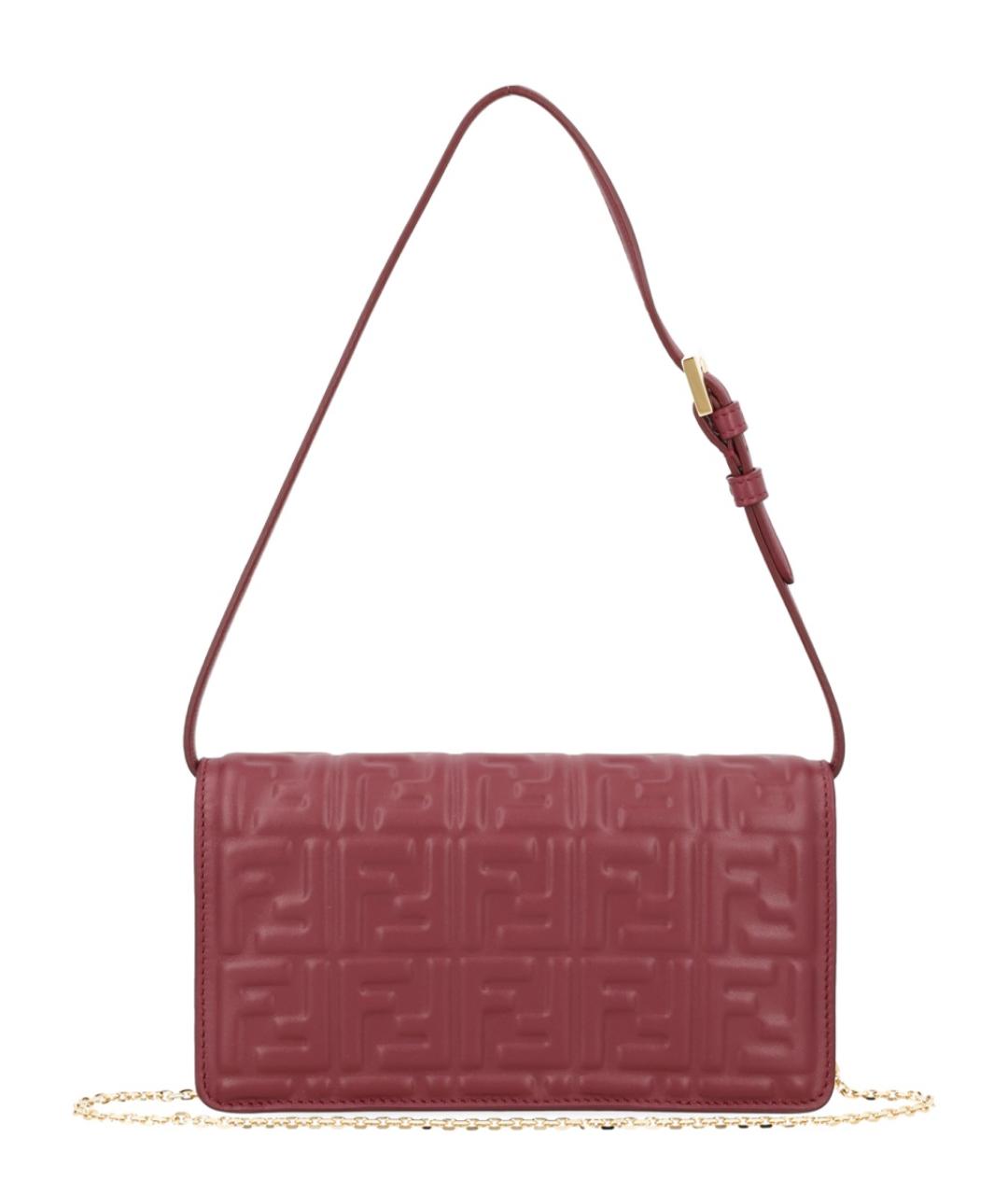 FENDI Бордовый кожаный кошелек, фото 2