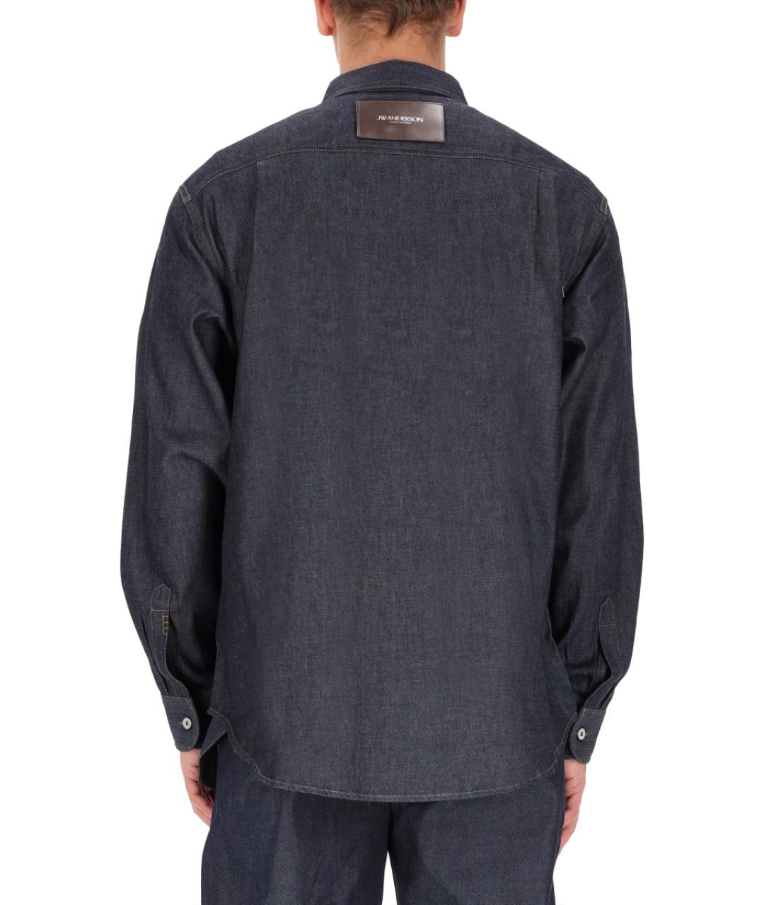 J.W.ANDERSON Синяя хлопковая кэжуал рубашка, фото 4