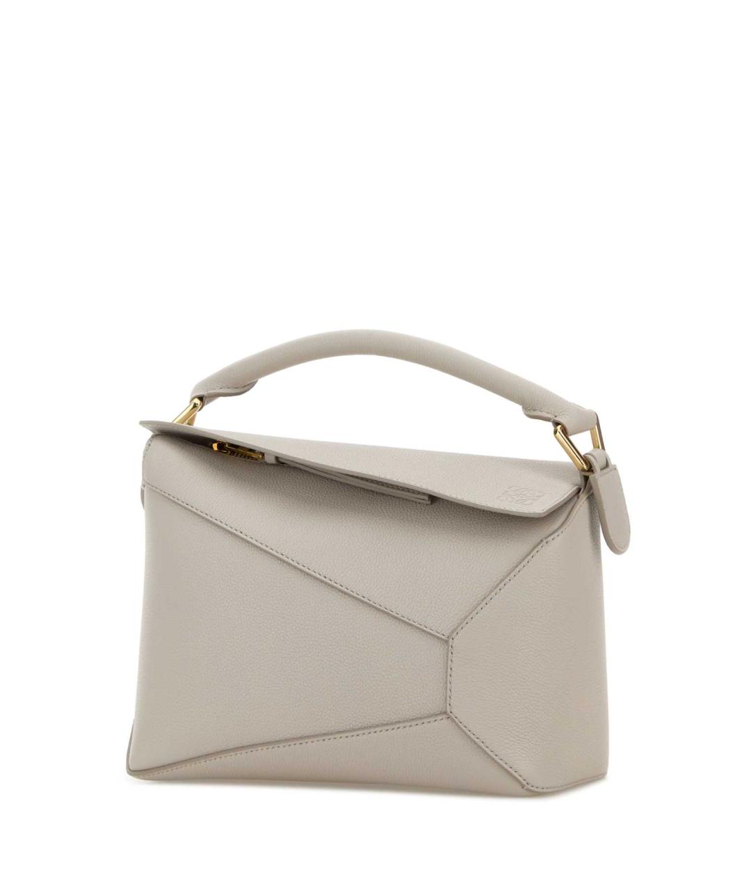 LOEWE Серая кожаная сумка с короткими ручками, фото 2