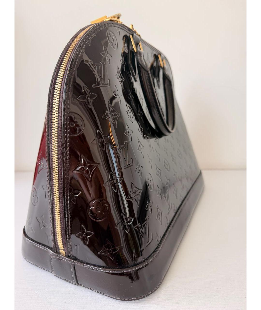 LOUIS VUITTON Бордовая сумка тоут из лакированной кожи, фото 2