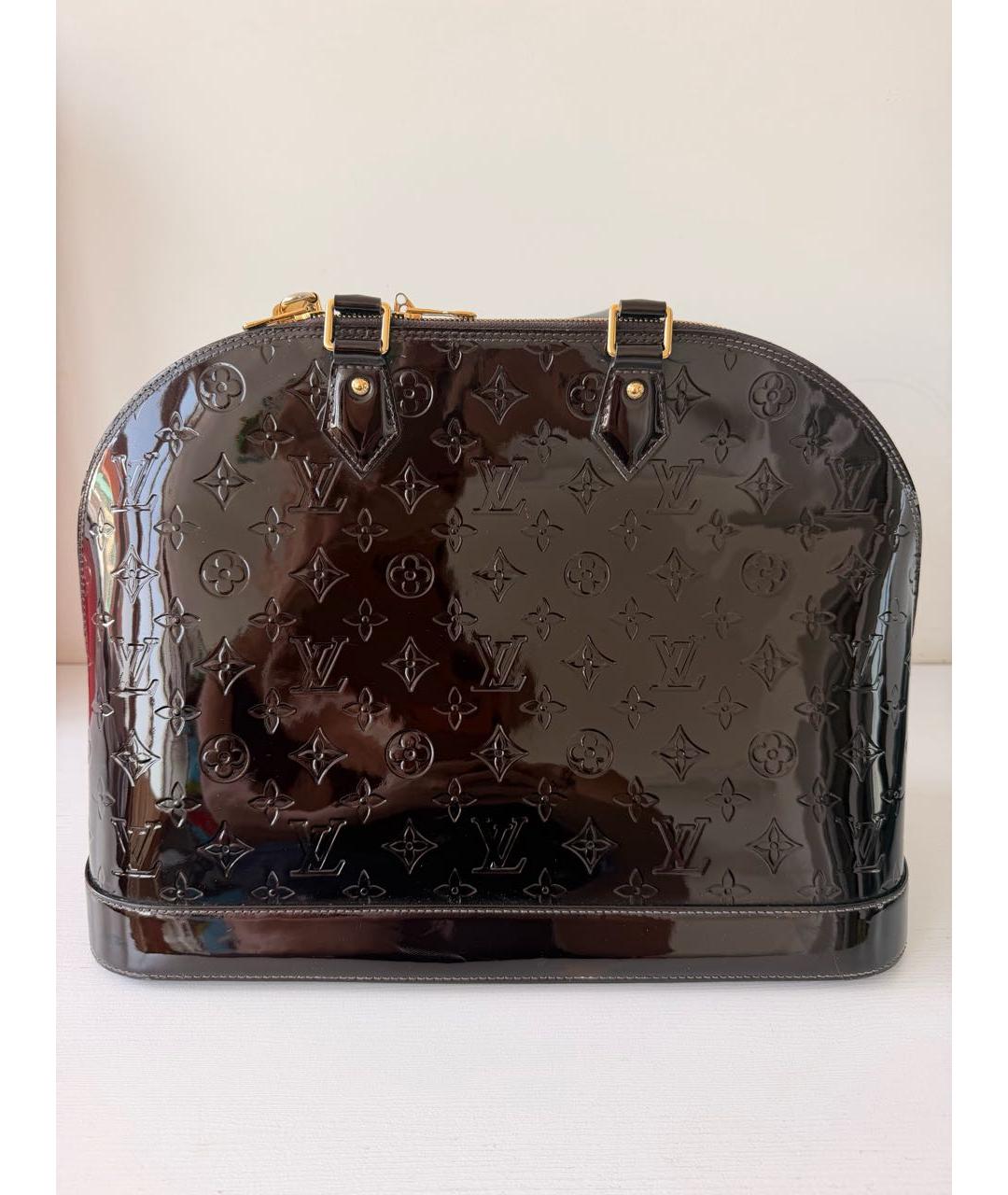 LOUIS VUITTON Бордовая сумка тоут из лакированной кожи, фото 5