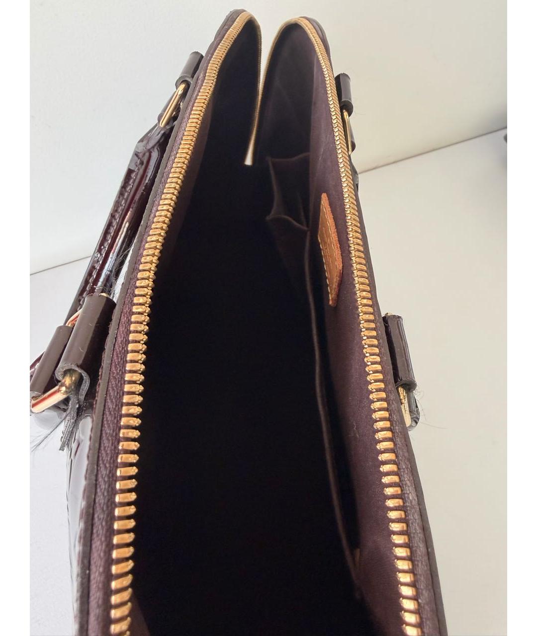 LOUIS VUITTON Бордовая сумка тоут из лакированной кожи, фото 4