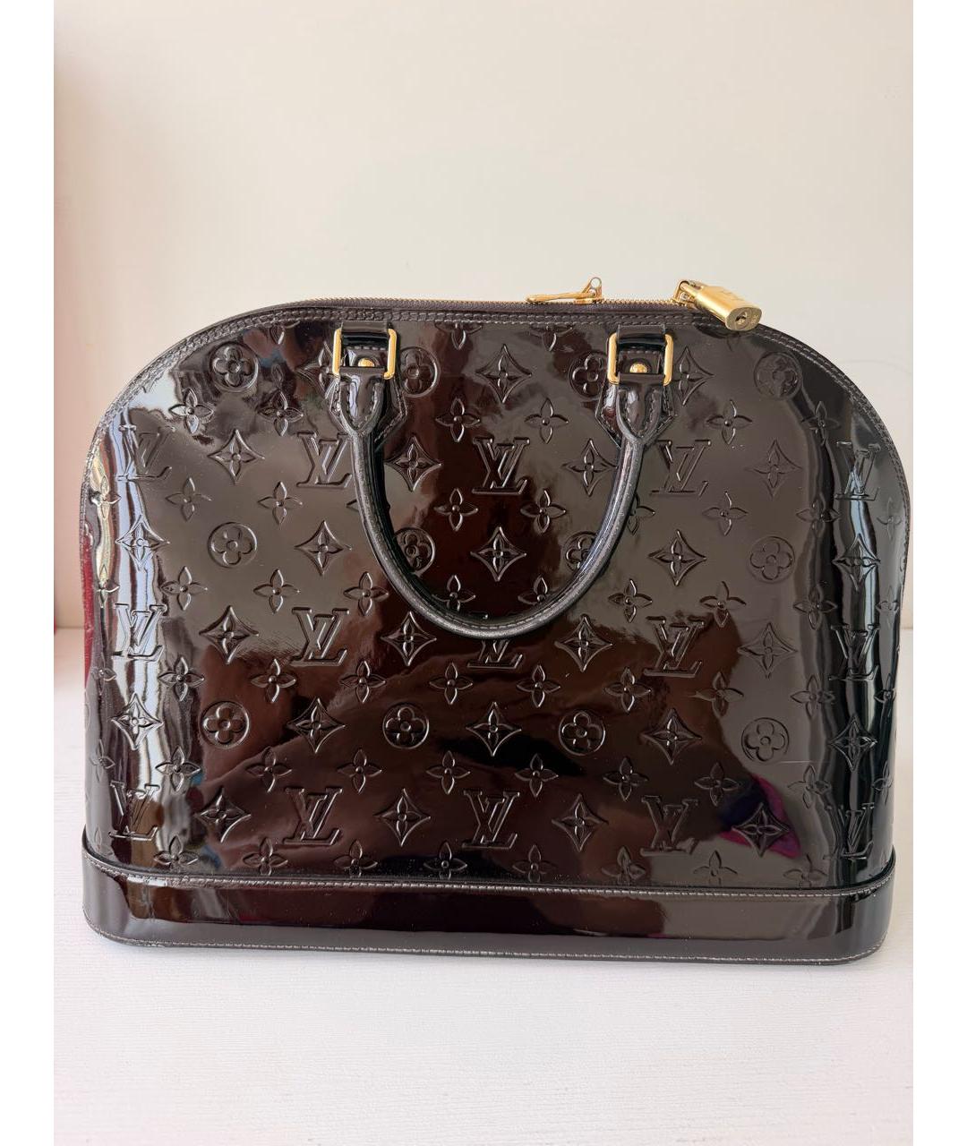 LOUIS VUITTON Бордовая сумка тоут из лакированной кожи, фото 3