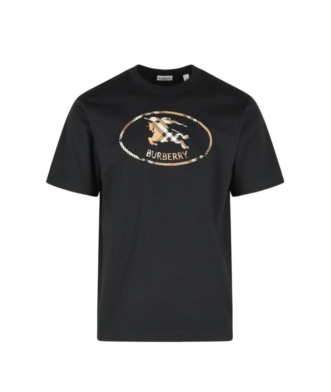 BURBERRY Черная хлопковая футболка, фото 1