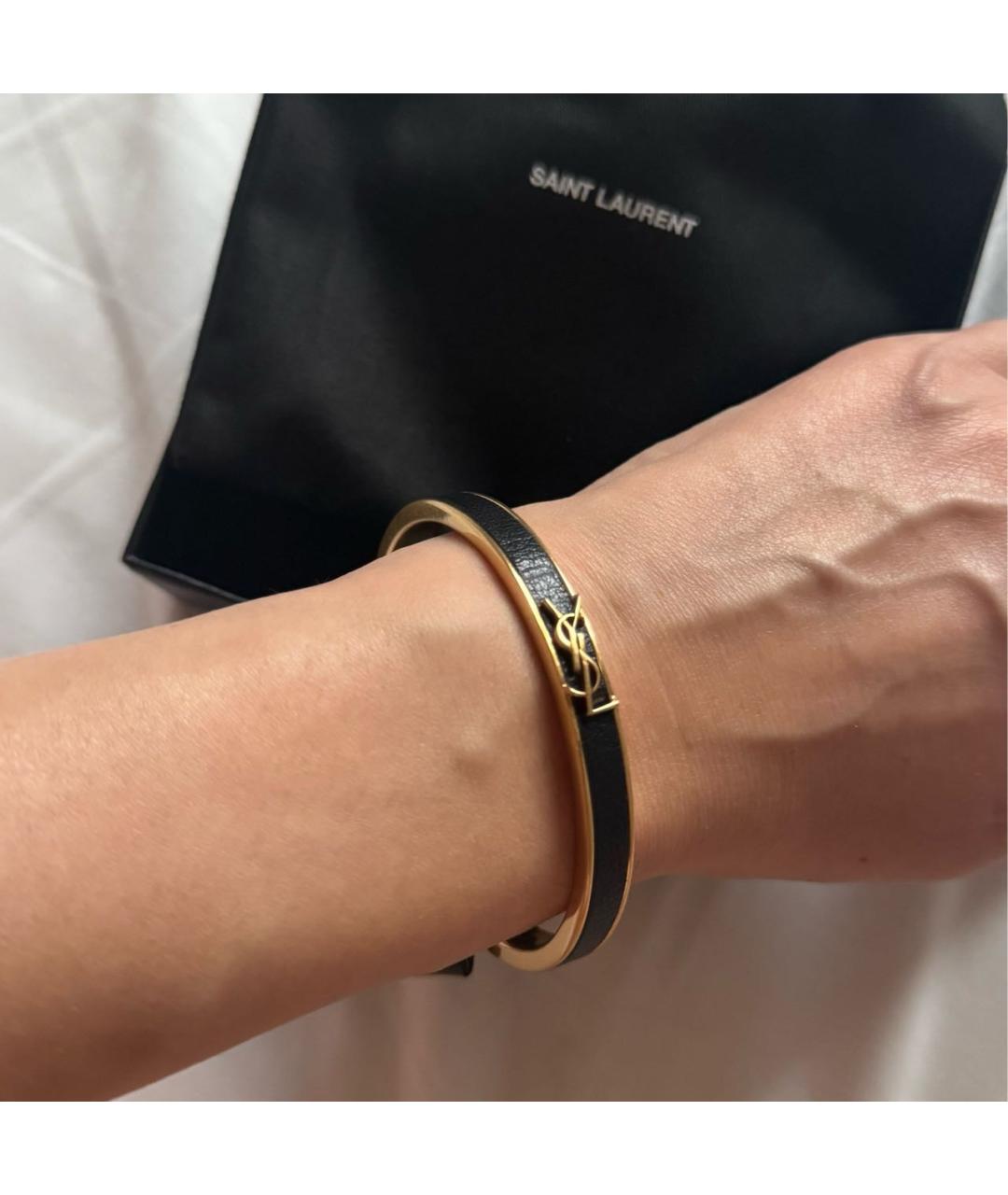 SAINT LAURENT Черный металлический браслет, фото 4