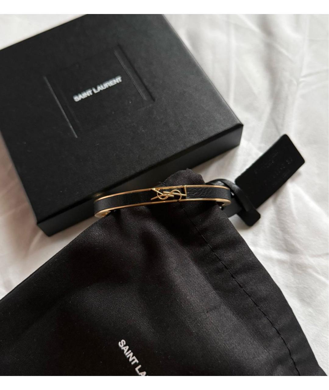 SAINT LAURENT Черный металлический браслет, фото 2