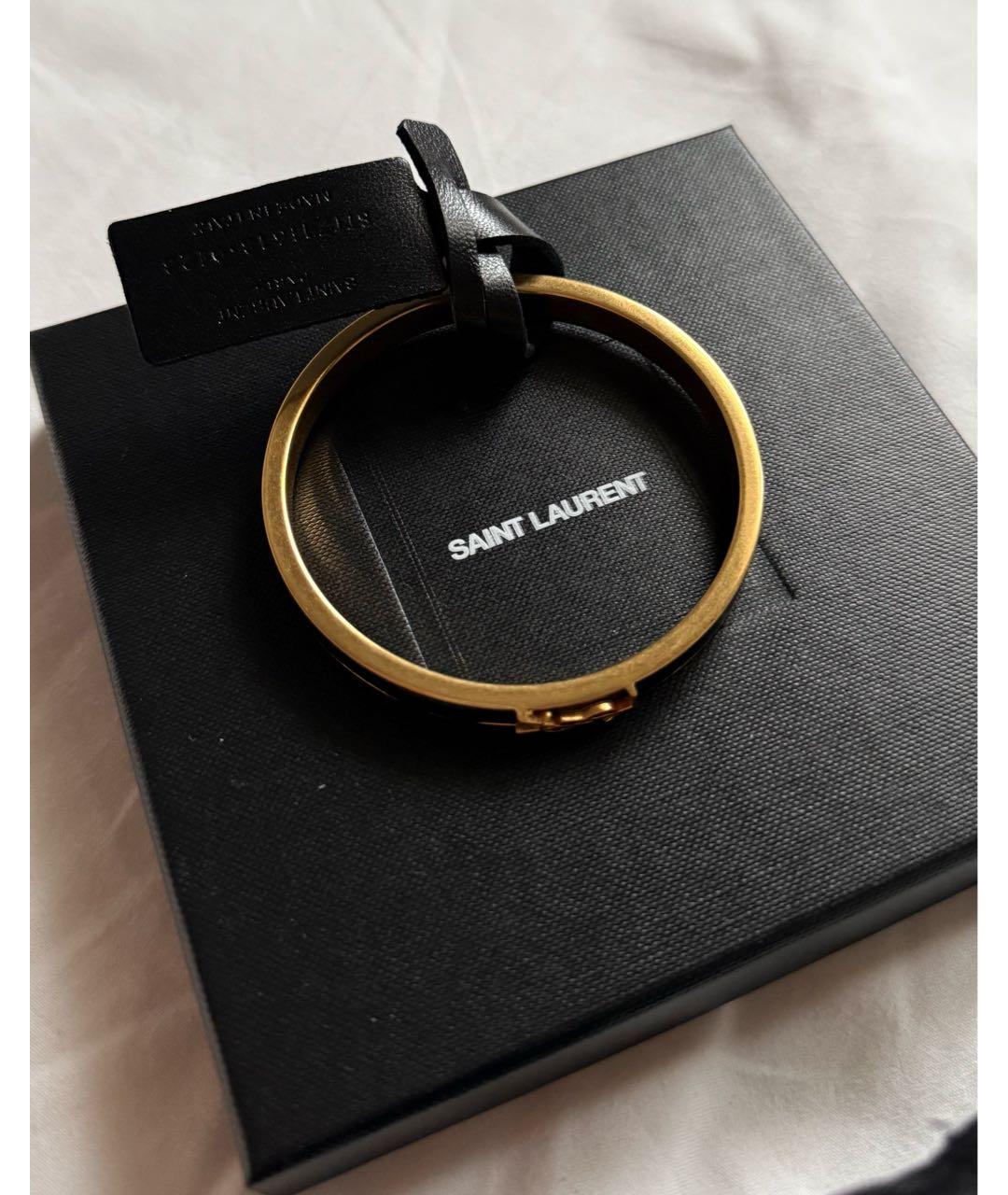 SAINT LAURENT Черный металлический браслет, фото 3