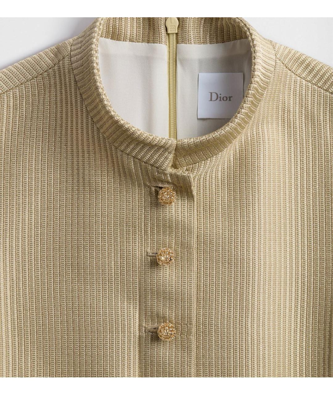 CHRISTIAN DIOR Бежевое хлопковое коктейльное платье, фото 2