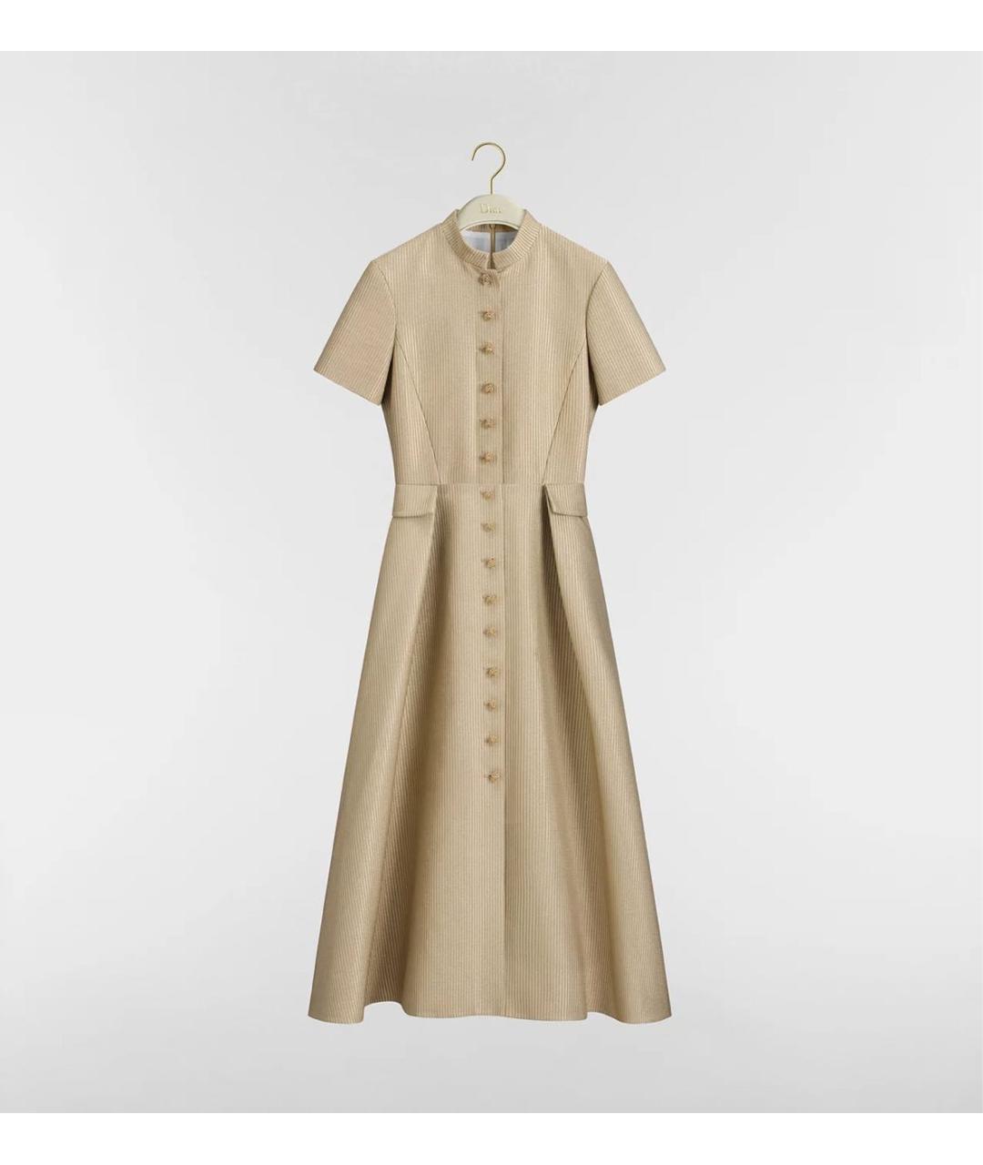 CHRISTIAN DIOR Бежевое хлопковое коктейльное платье, фото 4